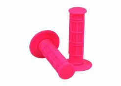 Cheap ⌛ Mon Ster Pink Rubber Waffle Style Handlebar Grip Set For Scooters, ATVs, & Dirt Bikes 🥰