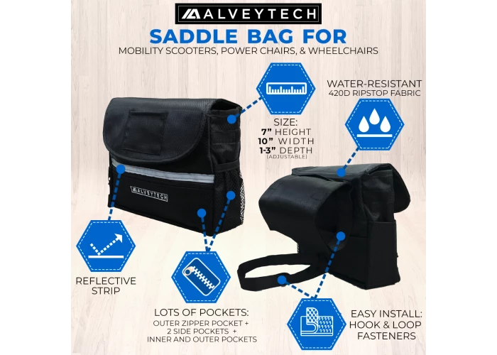 Discount 🎁 AlveyTech Saddle Bag & Seat Back Bag (Backpack) Combination For Mobility Scooters, Power Chairs, & Wheelchairs 👍 6 Discount 🎁 AlveyTech Saddle Bag & Seat Back Bag (Backpack) Combination For Mobility Scooters, Power Chairs, & Wheelchairs 👍 - Image 6